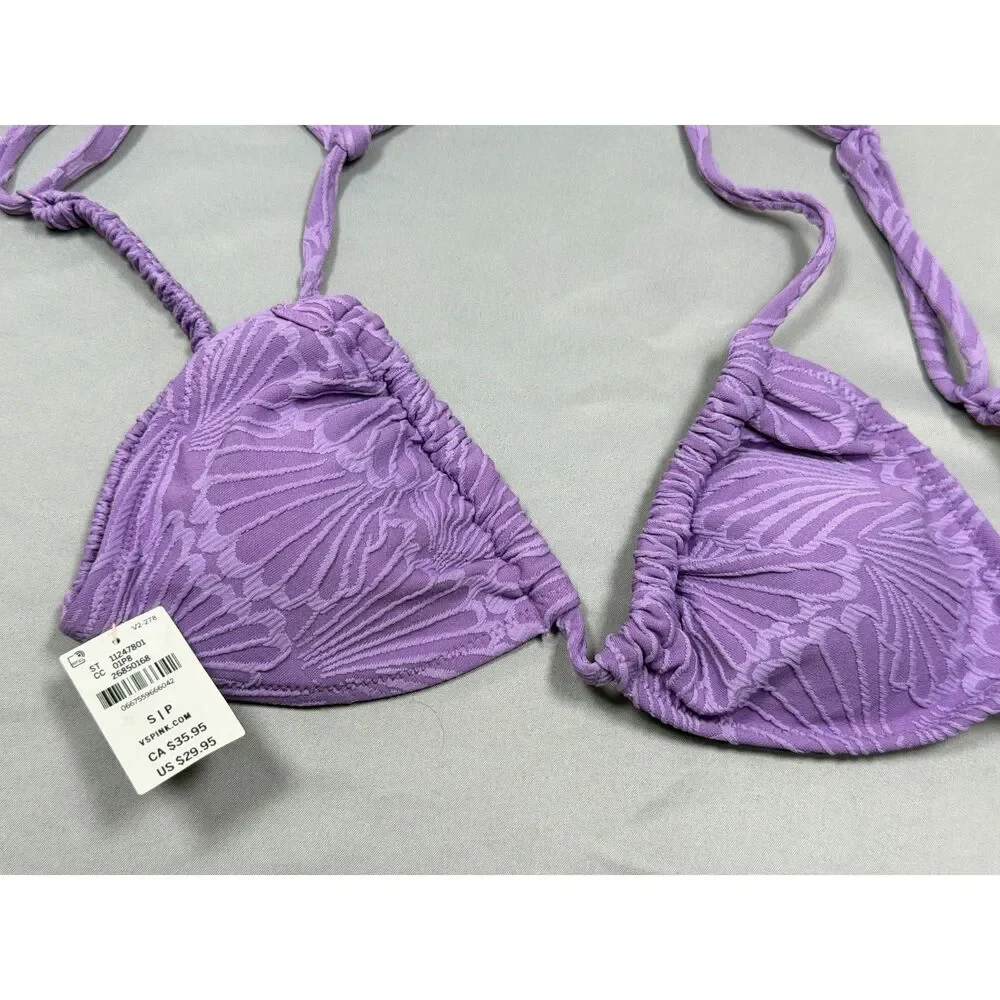 NWT PINK Victoria’s Secret Purple Seashell Textured Triangle Bikini Set Size S